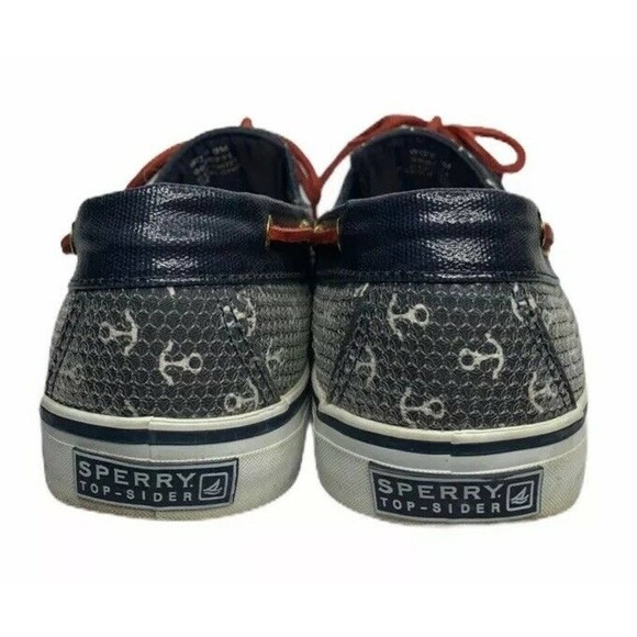 Womens Sperry Top-Sider Boat Shoes Nautical Red White Blue Anchors Sequins Sz 9 - Picture 6 of 10